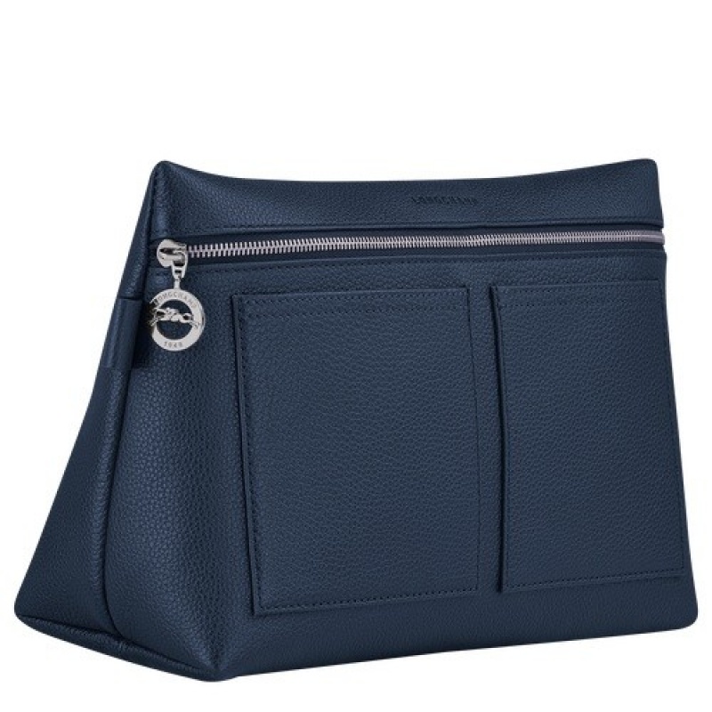 Navy Longchamp Le Foulonné Toiletry Case | SN-LCMP49394