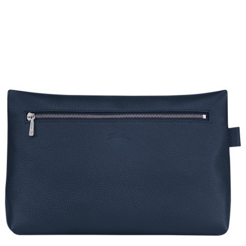 Navy Longchamp Le Foulonné Toiletry Case | SN-LCMP49394