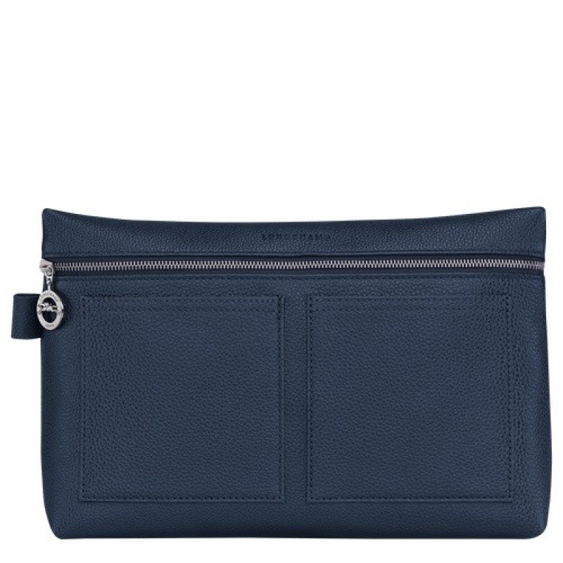 Navy Longchamp Le Foulonné Toiletry Case | SN-LCMP49394