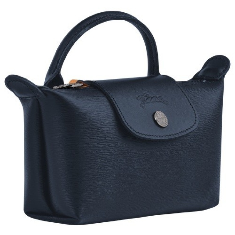 Navy Longchamp Le Pliage City Pouch With Handle | SN-LCMP48379