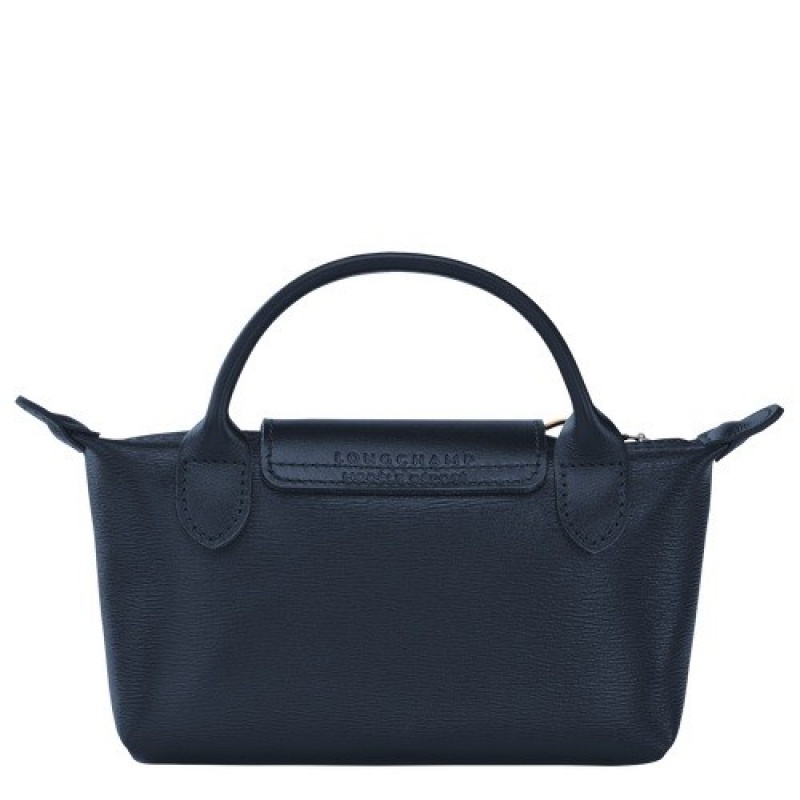 Navy Longchamp Le Pliage City Pouch With Handle | SN-LCMP48379