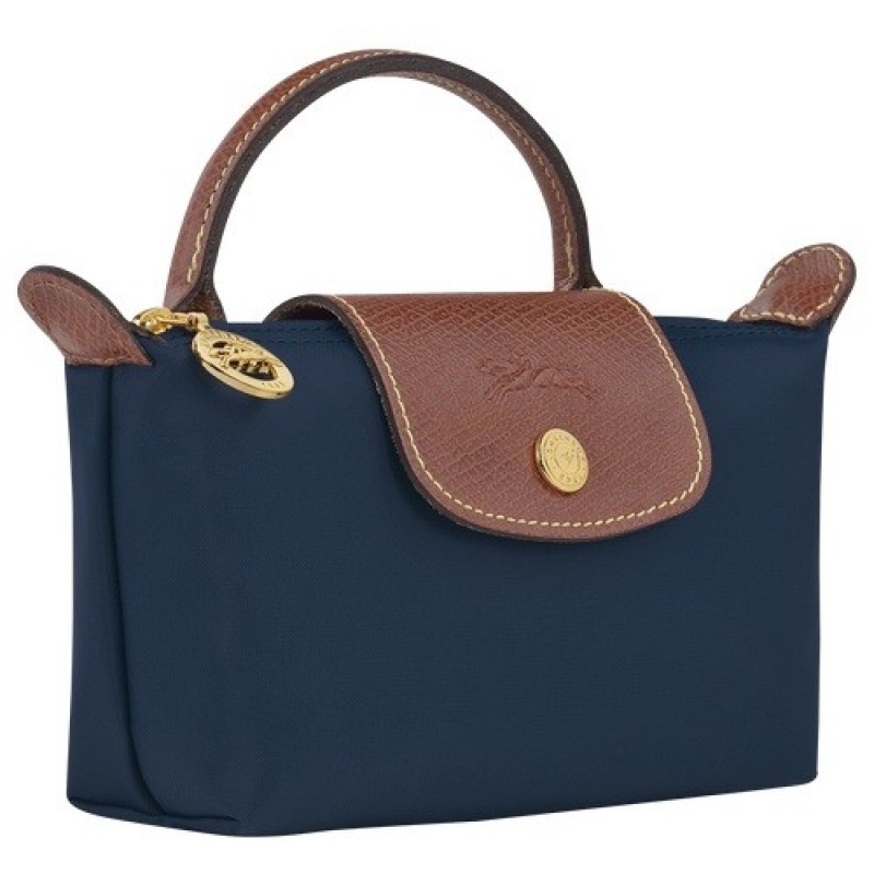 Navy Longchamp Le Pliage Original Pouch With Handle | SN-LCMP48403