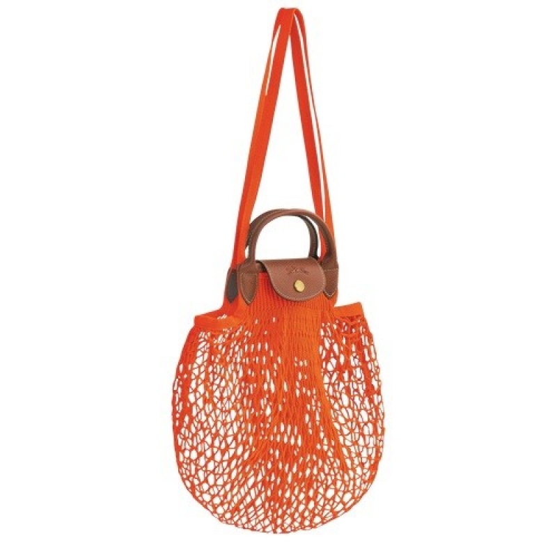 Orange Longchamp Le Pliage Filet L Mesh Bag | SN-LCMP47780