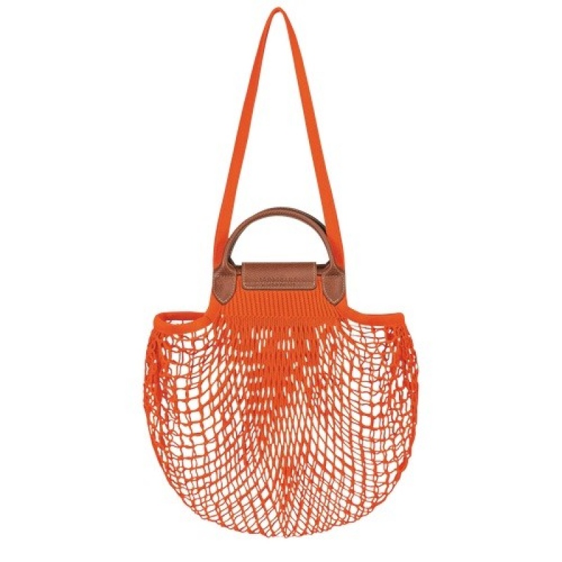 Orange Longchamp Le Pliage Filet L Mesh Bag | SN-LCMP47780