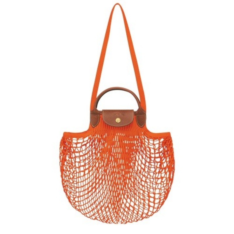 Orange Longchamp Le Pliage Filet L Mesh Bag | SN-LCMP47780