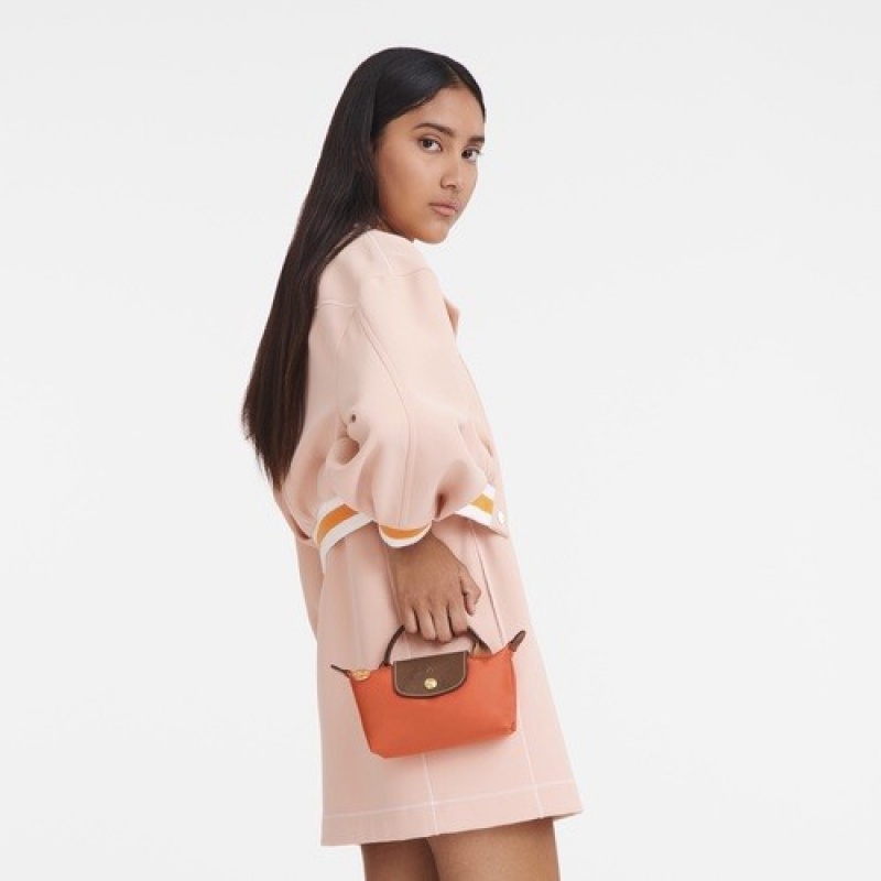 Orange Longchamp Le Pliage Original Pouch With Handle | SN-LCMP48437