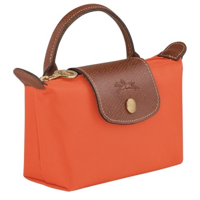 Orange Longchamp Le Pliage Original Pouch With Handle | SN-LCMP48437