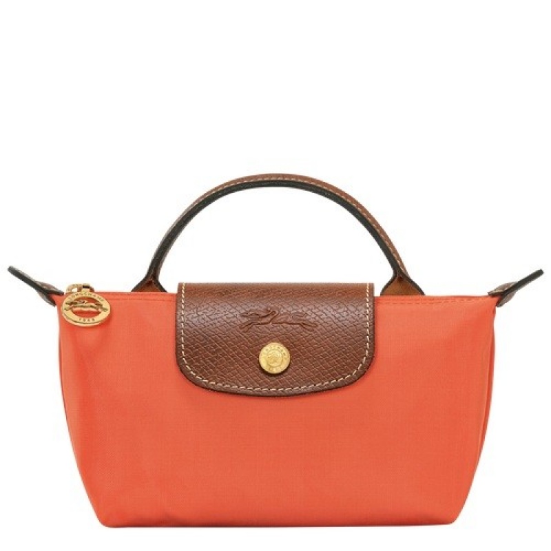 Orange Longchamp Le Pliage Original Pouch With Handle | SN-LCMP48437