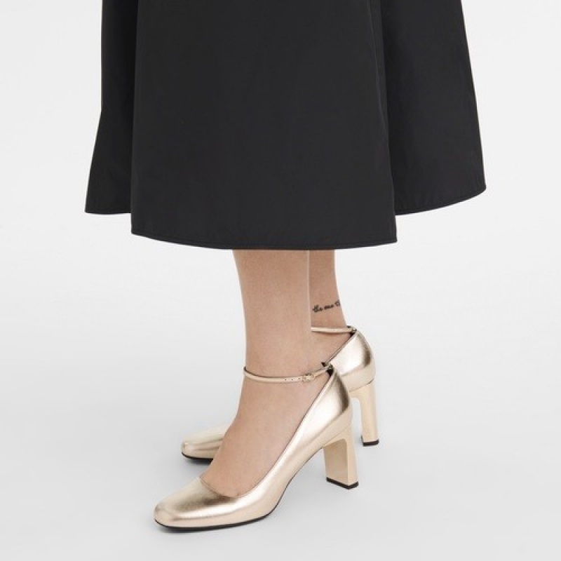 Pale gold Longchamp MéTal Pumps | SN-LCMP48823