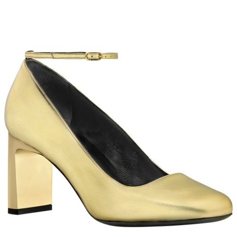 Pale gold Longchamp MéTal Pumps | SN-LCMP48823