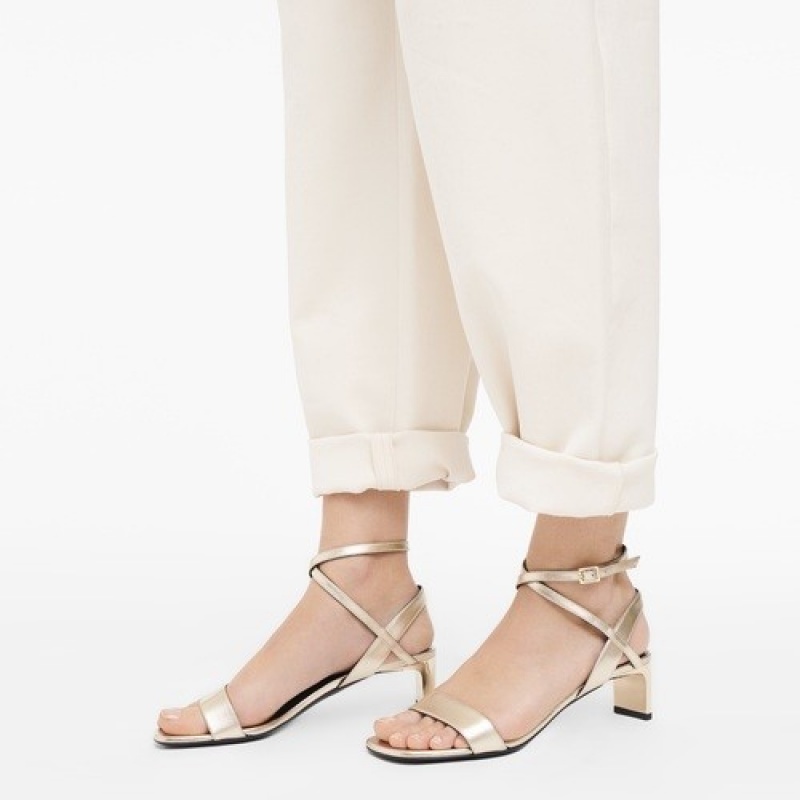 Pale gold Longchamp Spring/Summer 2023 Collection High Heel Sandals | SN-LCMP48819