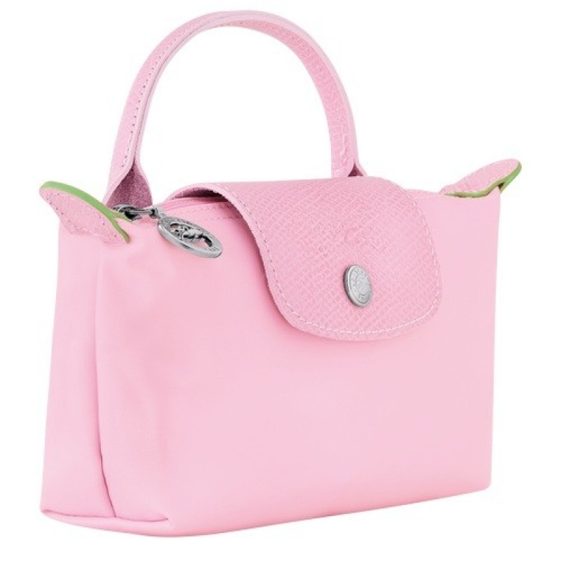 Pink Longchamp Le Pliage Green Pouch With Handle | SN-LCMP48397