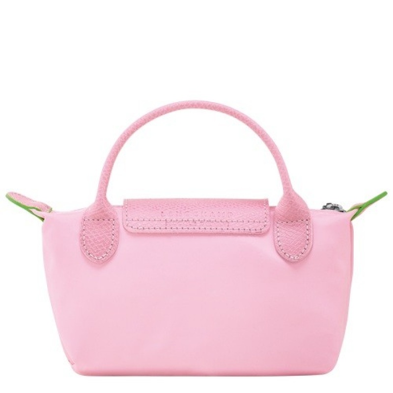 Pink Longchamp Le Pliage Green Pouch With Handle | SN-LCMP48397