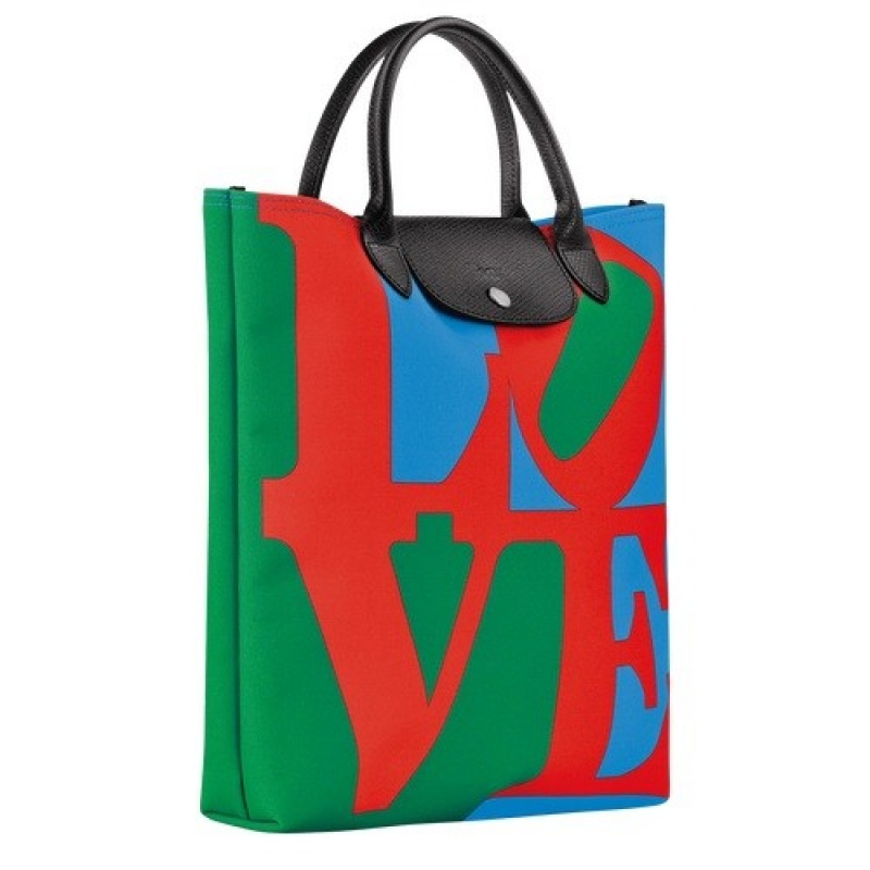 Red/Navy Longchamp X Robert Indiana L Handbag | SN-LCMP49204