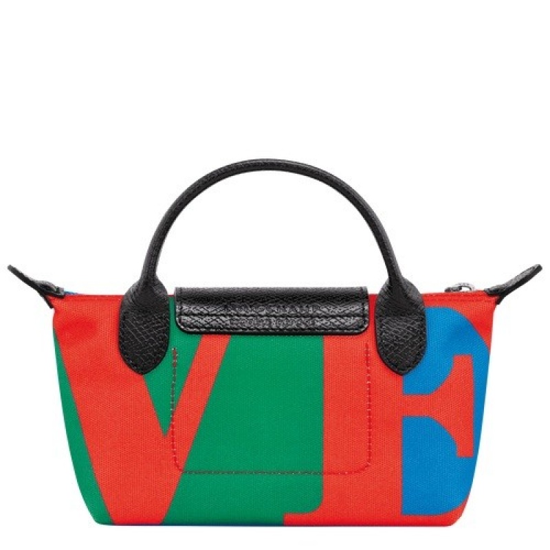 Red/Navy Longchamp X Robert Indiana Pouch | SN-LCMP48394