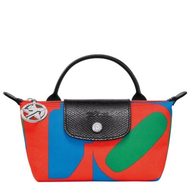 Red/Navy Longchamp X Robert Indiana Pouch | SN-LCMP48394