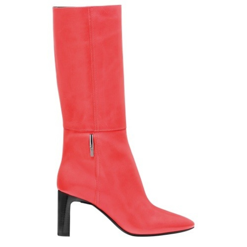 Red Kiss Longchamp Roseau Heel Boots | SN-LCMP48802