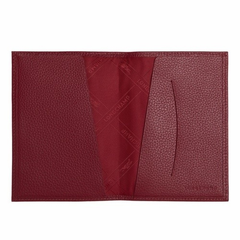 Red Longchamp Le Foulonné Passport Cover | SN-LCMP49412