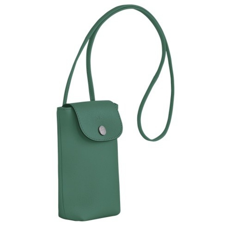 Sage Longchamp Le Pliage Xtra Phone Case With Leather Lace | SN-LCMP48241