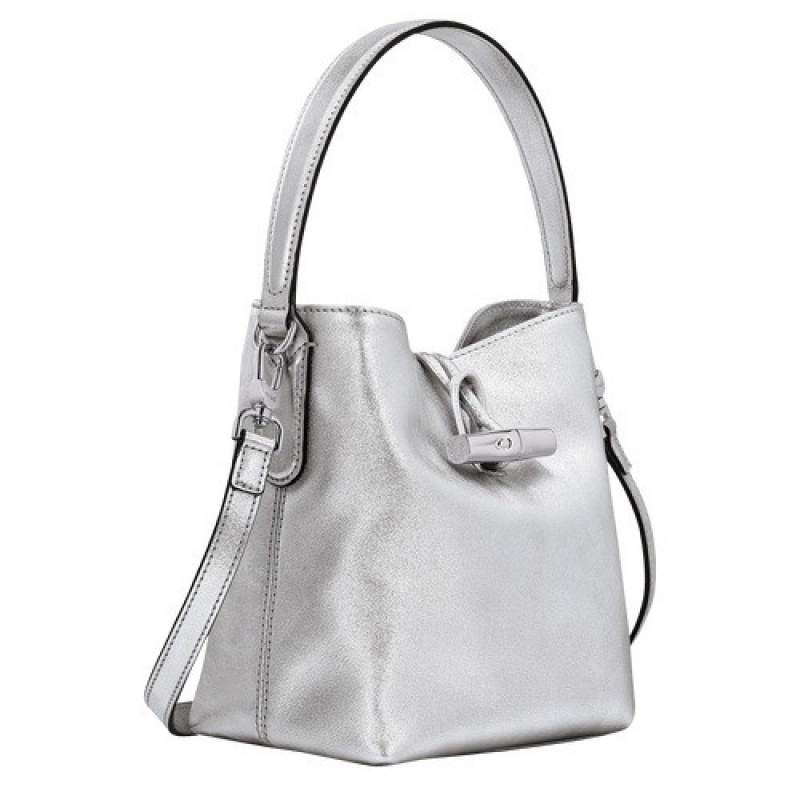 Silver Longchamp Roseau Xs Bucket Bag | SN-LCMP47938