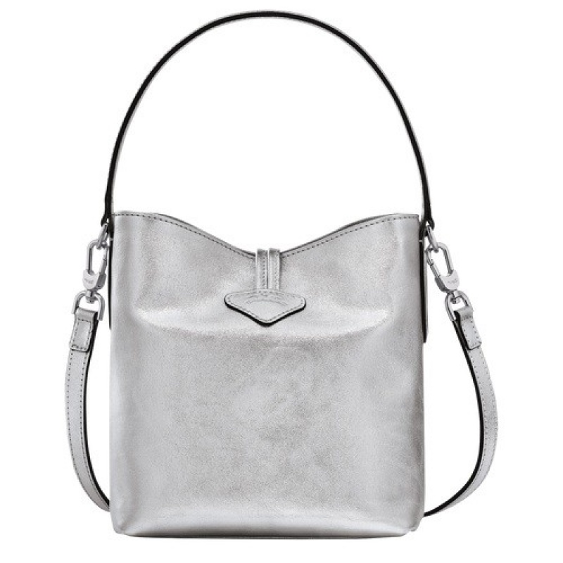 Silver Longchamp Roseau Xs Bucket Bag | SN-LCMP47938