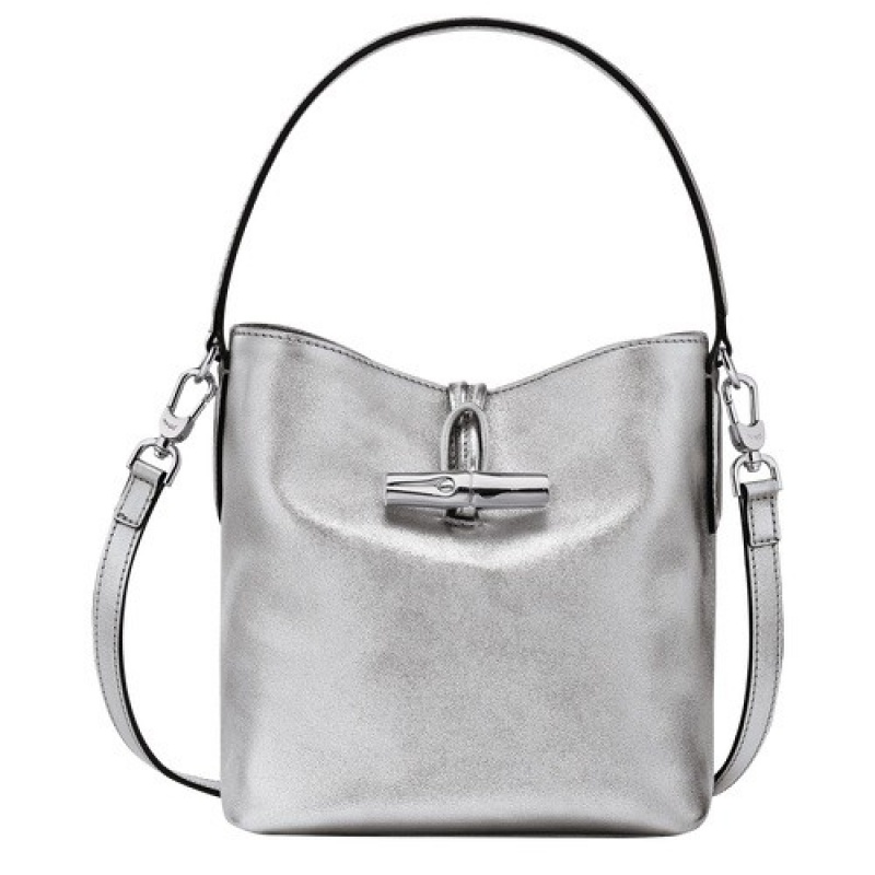 Silver Longchamp Roseau Xs Bucket Bag | SN-LCMP47938