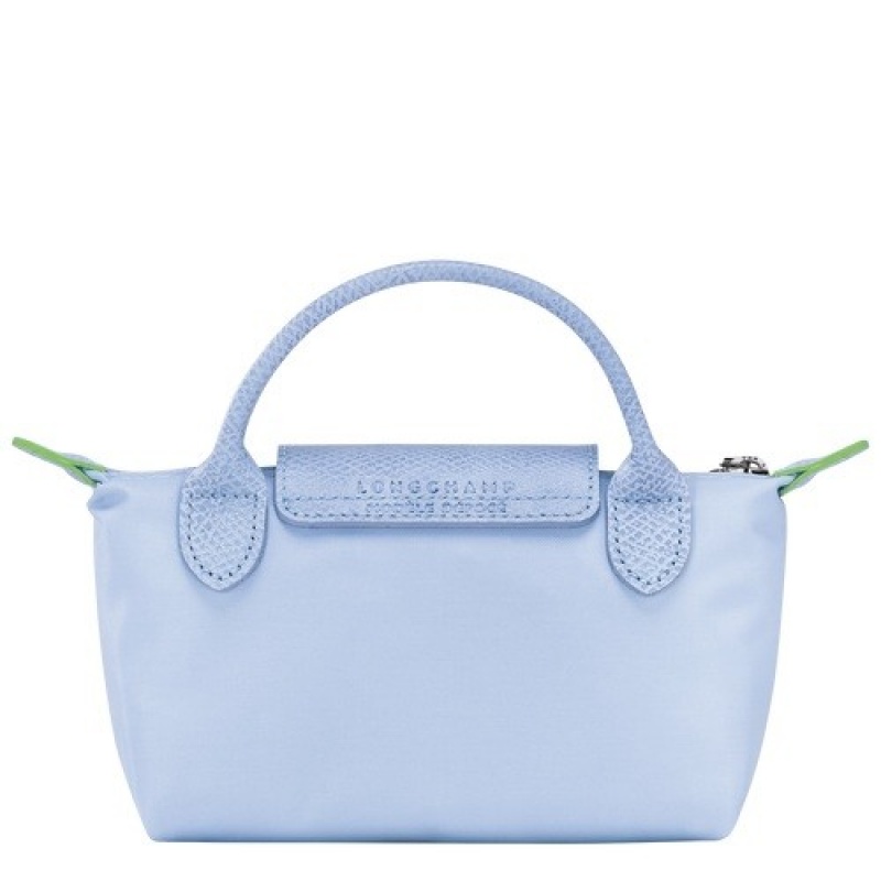 Sky Blue Longchamp Le Pliage Green Pouch With Handle | SN-LCMP48396