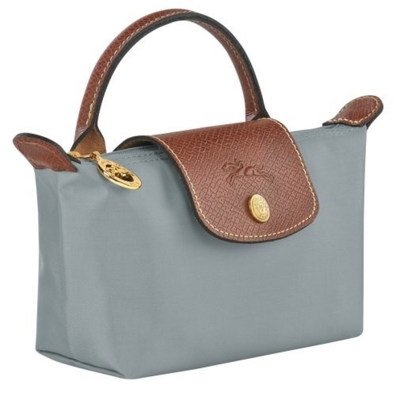 Steel Longchamp Le Pliage Original Pouch With Handle | SN-LCMP48440