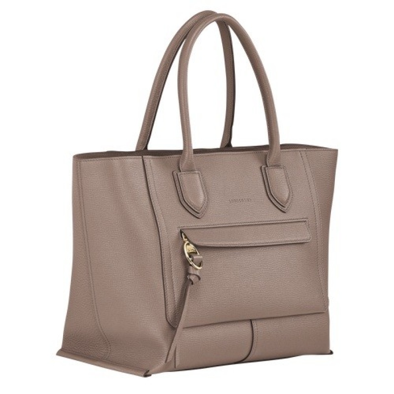 Taupe Longchamp Mailbox L Handbag | SN-LCMP47697