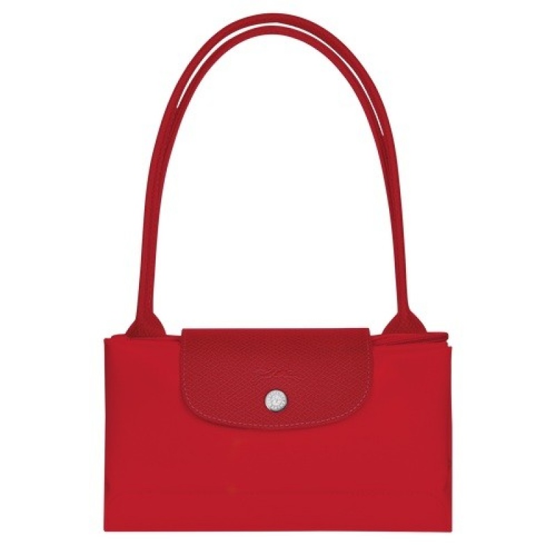 Tomato Longchamp Le Pliage Green M Tote Bag | SN-LCMP48035