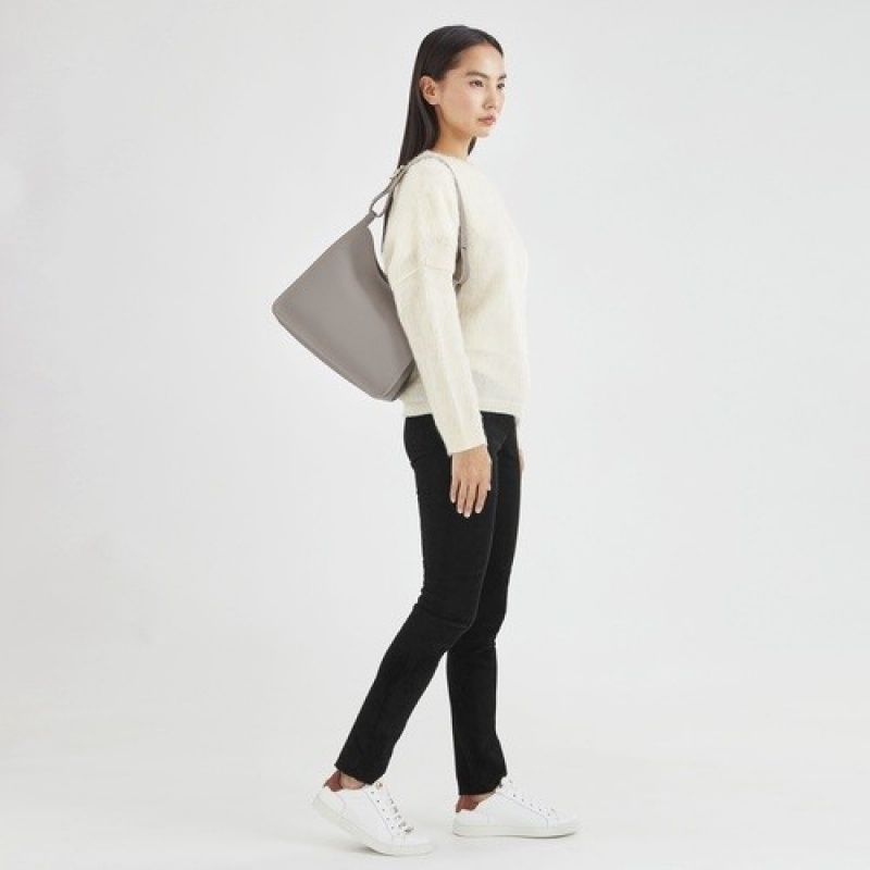 Turtledove Longchamp Le Foulonné M Hobo Bag | SN-LCMP47991