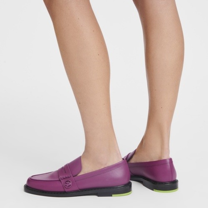 Violet Longchamp Box-trot Loafer | SN-LCMP48813