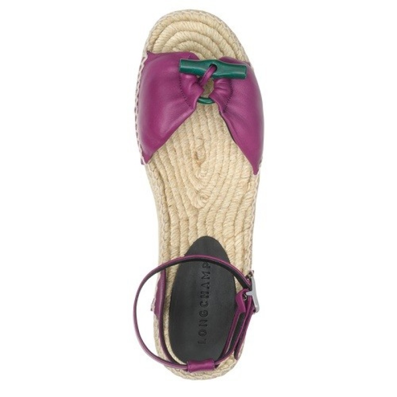 Violet Longchamp Roseau Wedge Espadrilles | SN-LCMP48827