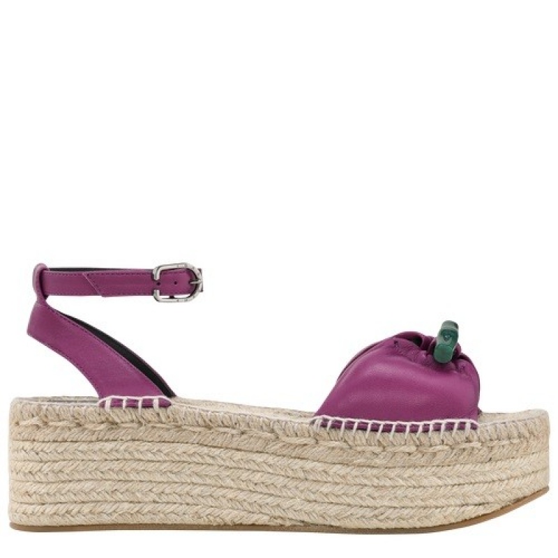 Violet Longchamp Roseau Wedge Espadrilles | SN-LCMP48827