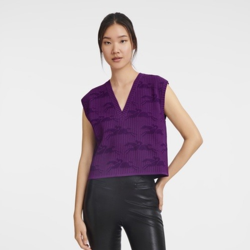 Violet Longchamp Sleeveless Sweater | SN-LCMP48745