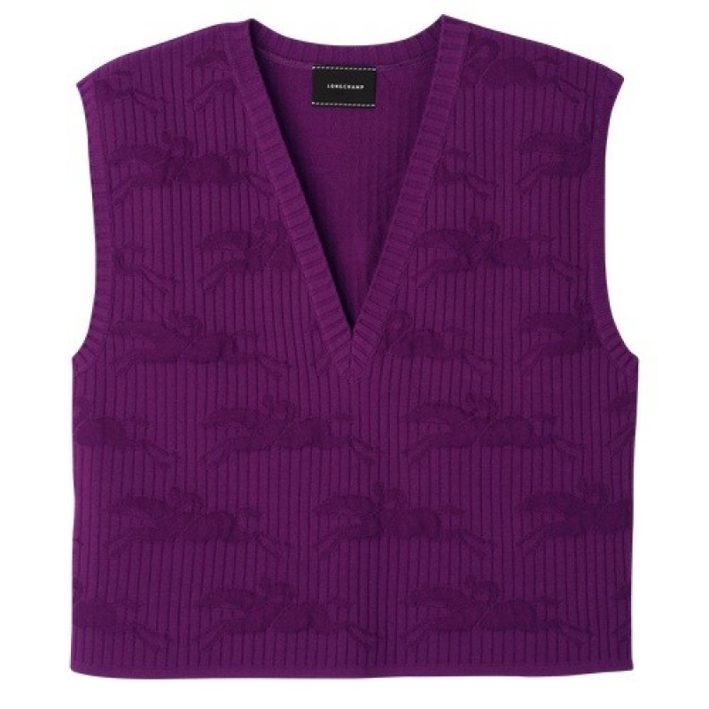 Violet Longchamp Sleeveless Sweater | SN-LCMP48745