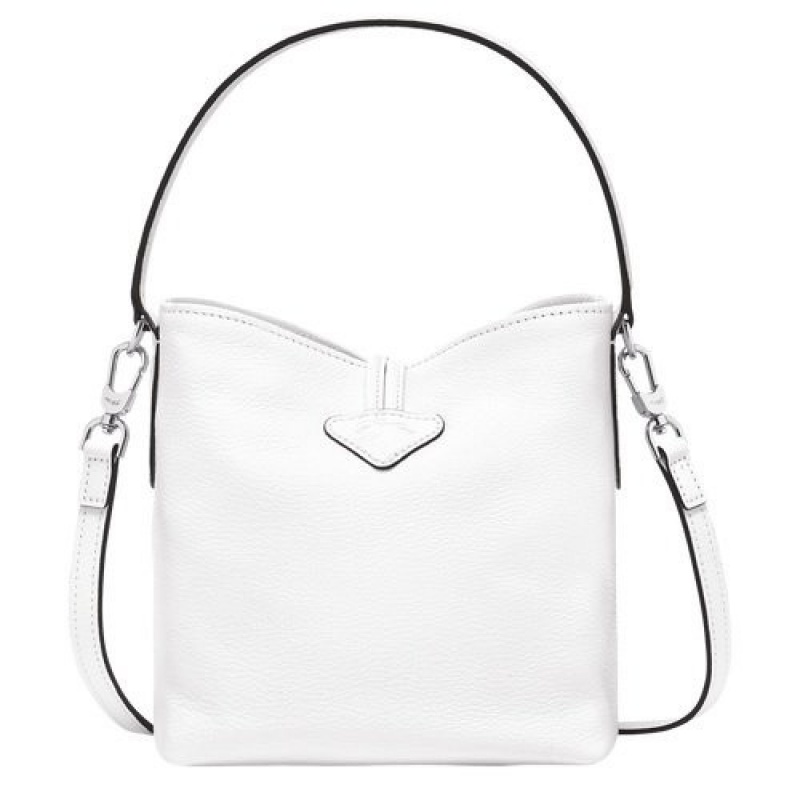 White Longchamp Roseau Xs Bucket Bag | SN-LCMP47937