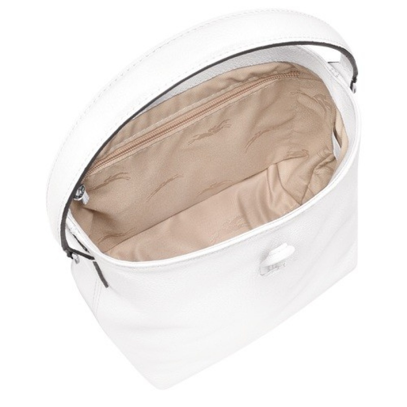 White Longchamp Roseau Xs Bucket Bag | SN-LCMP47937