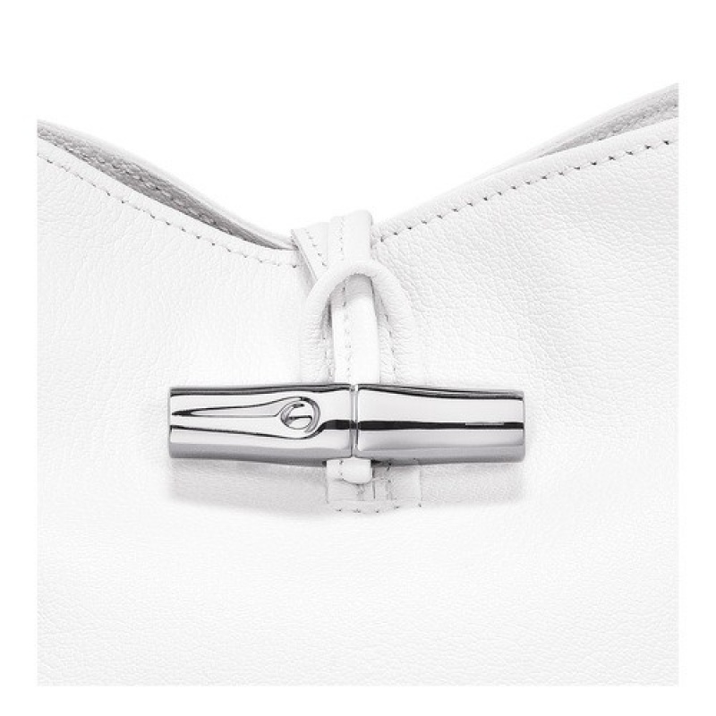 White Longchamp Roseau Xs Bucket Bag | SN-LCMP47937