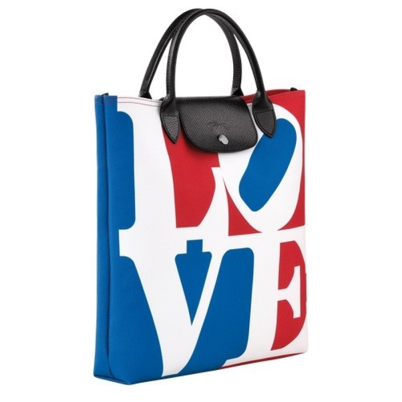 White Longchamp X Robert Indiana L Handbag | SN-LCMP49205