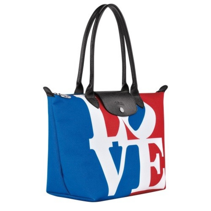 White Longchamp X Robert Indiana M Tote Bag | SN-LCMP47965