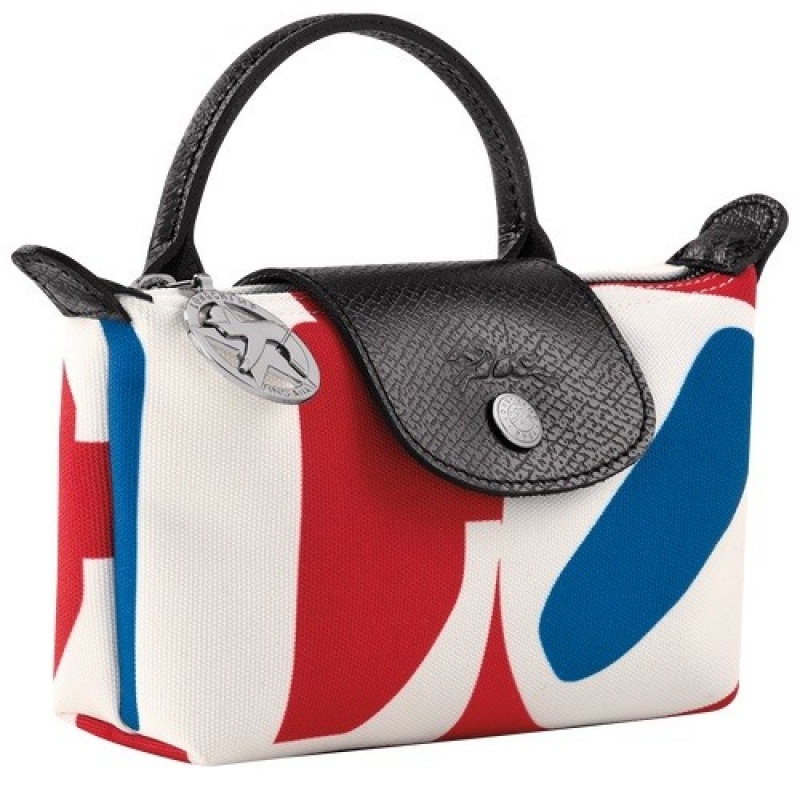 White Longchamp X Robert Indiana Pouch | SN-LCMP48395