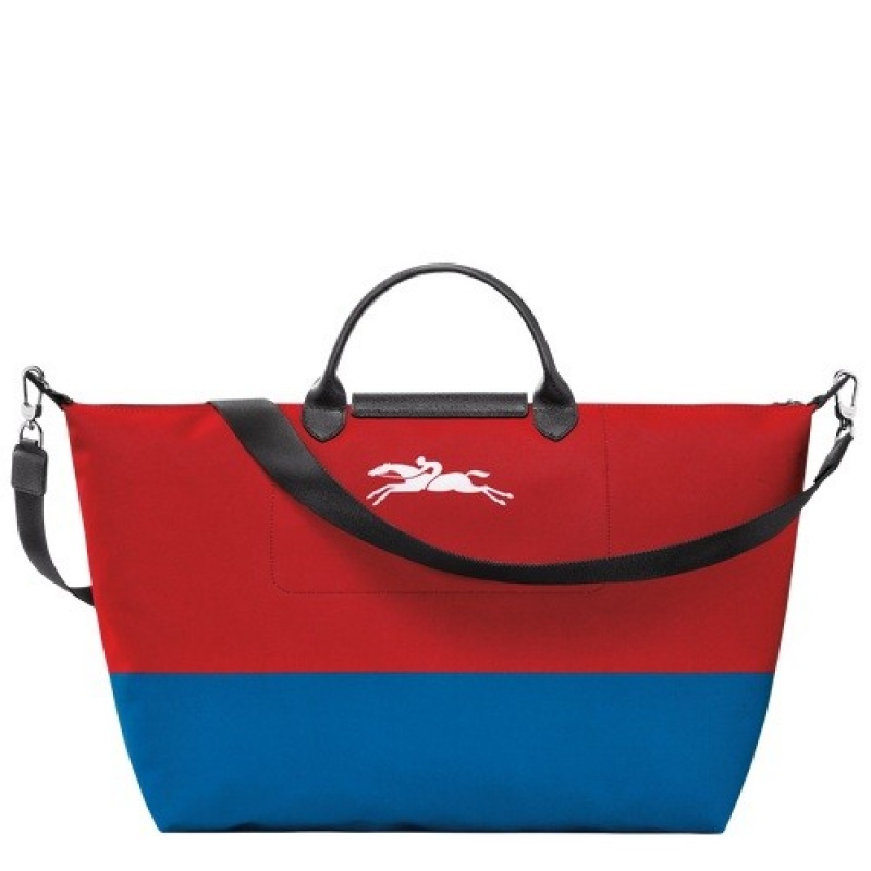 White Longchamp X Robert Indiana Travel Bag | SN-LCMP49335