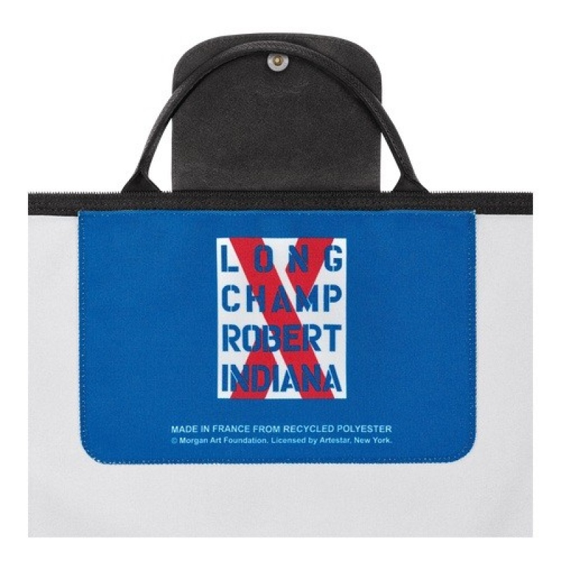 White Longchamp X Robert Indiana Travel Bag | SN-LCMP49335